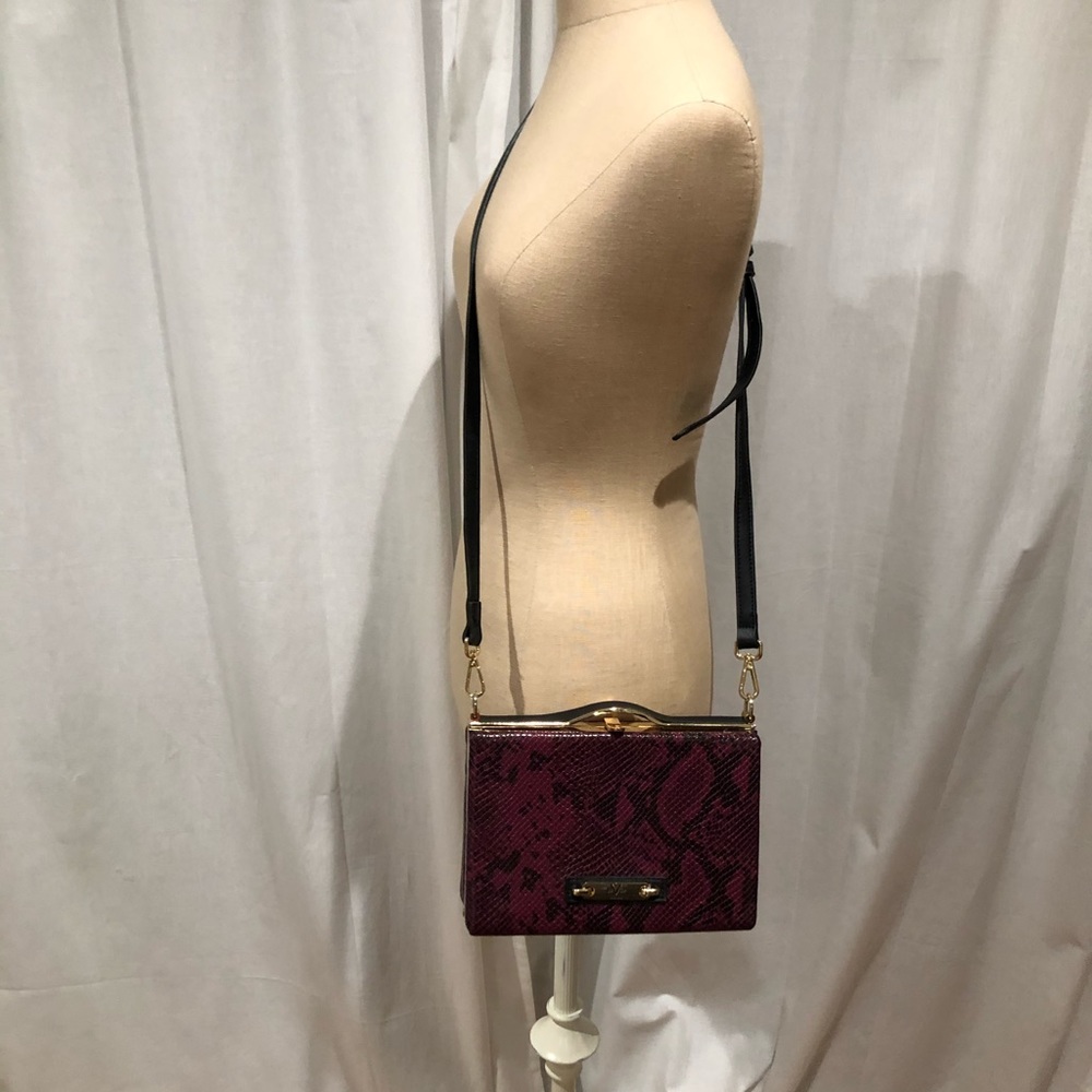 19V69 Italia Purple Faux Snakeskin Crossbody Bag